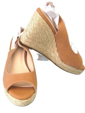 Juliet Holy Sling-Back Wedge Sandal Shoe   Size 6   New!